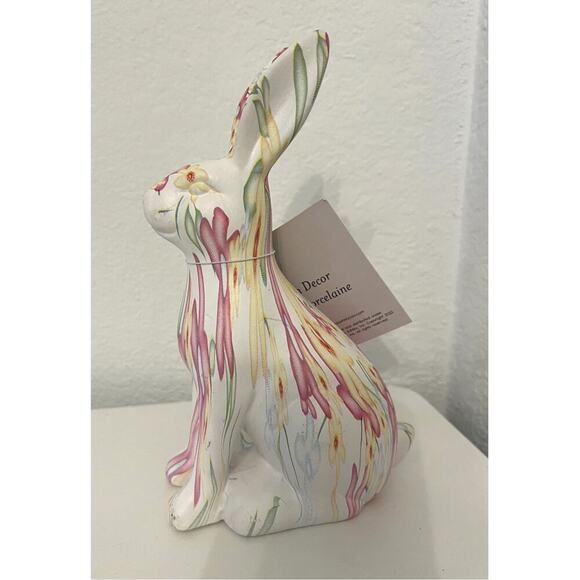 Laura Ashley Trendy Modern Porcelain PASTEL Flower Print EASTER BUNNY - Picture 3 of 4